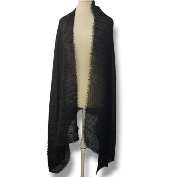 Wrap Cover-Up Goth Romantic Scarf Black Mesh Sheer Shawl Cotton Viscose Big - Picture 1 of 10